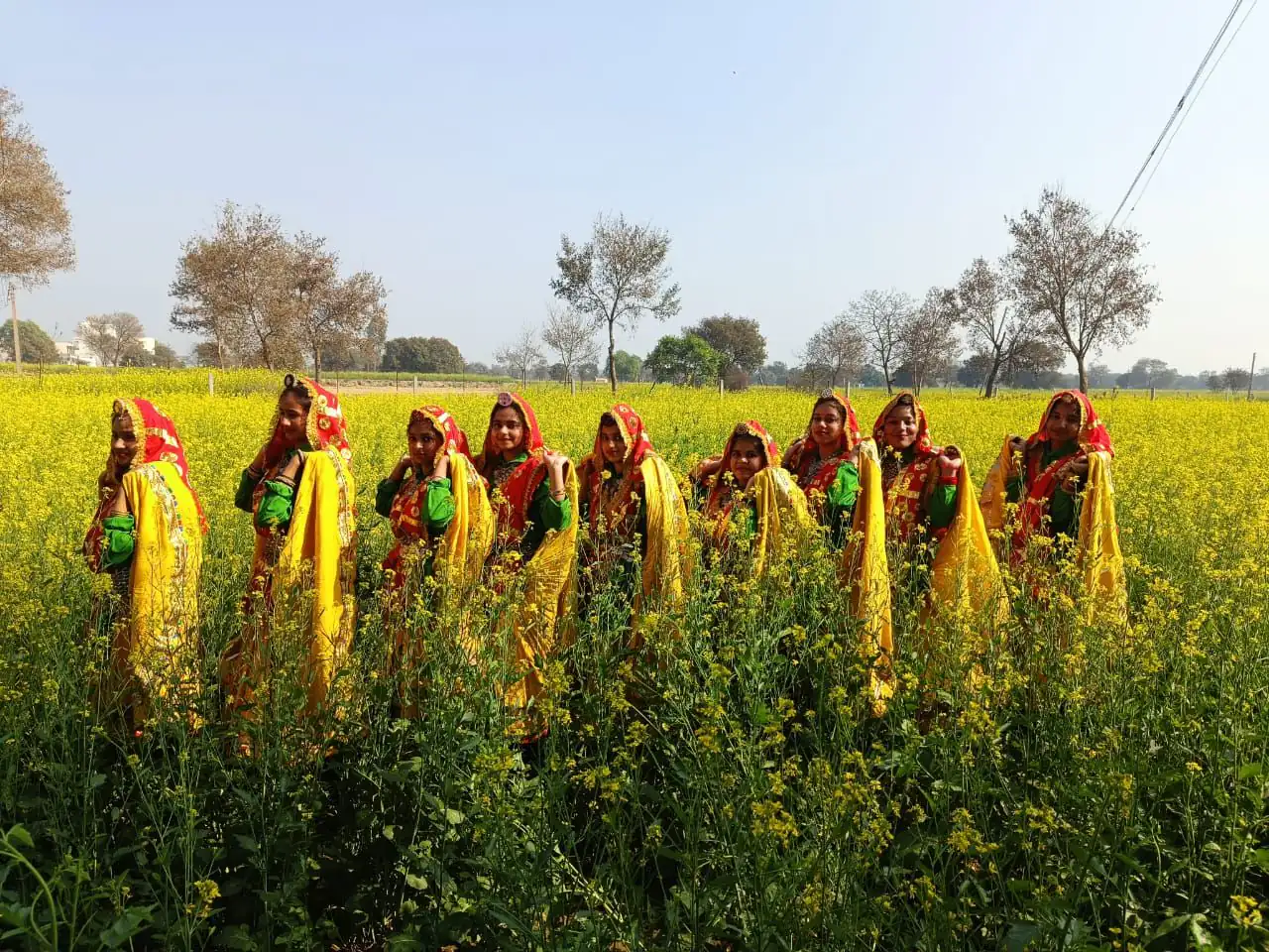 Gurukul Vidyapeeth students in traditional Haryanvi dress